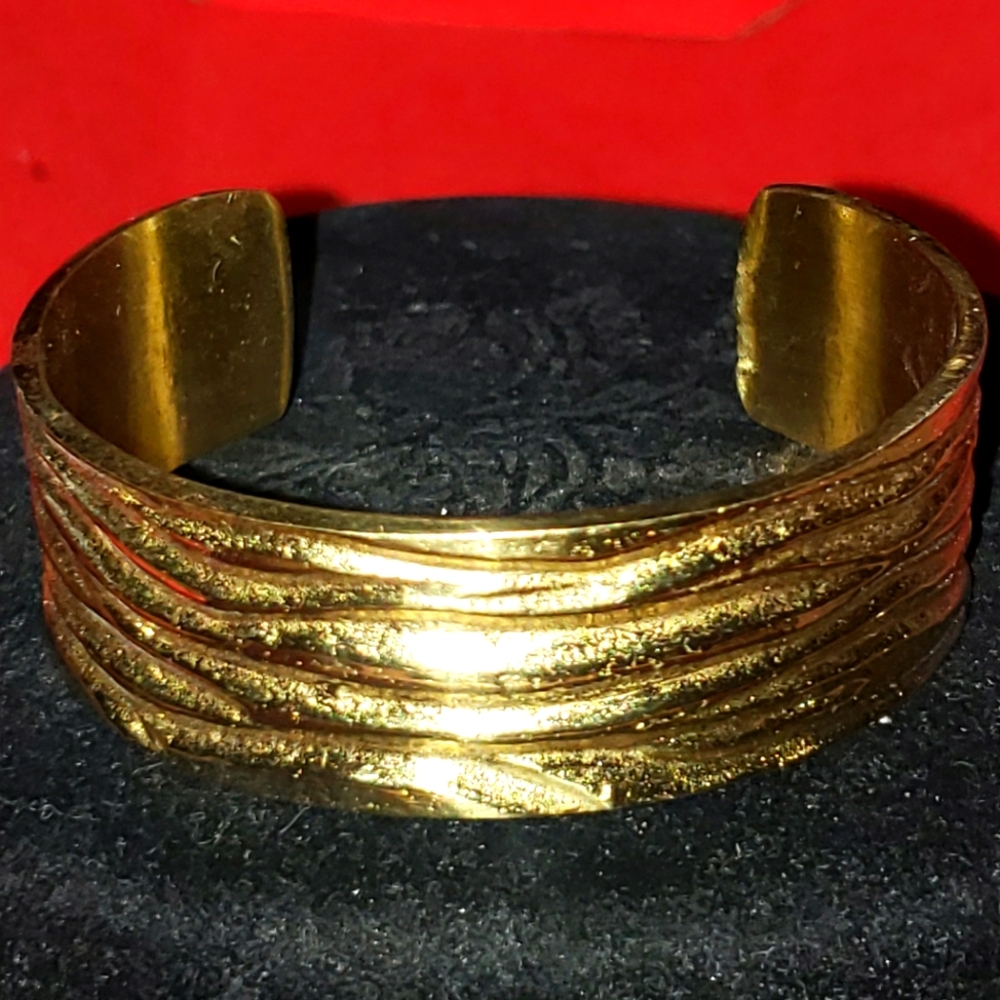 Rustic Cuff Brass Textured Bangle